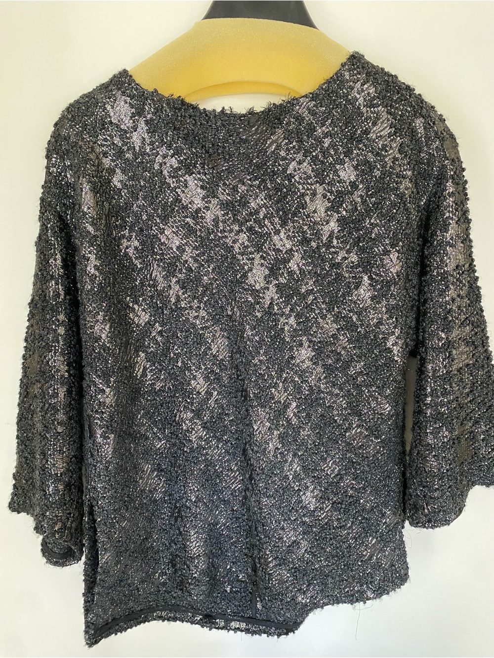 Metallic Black Sequin Blouse - Women's Sparkle Top